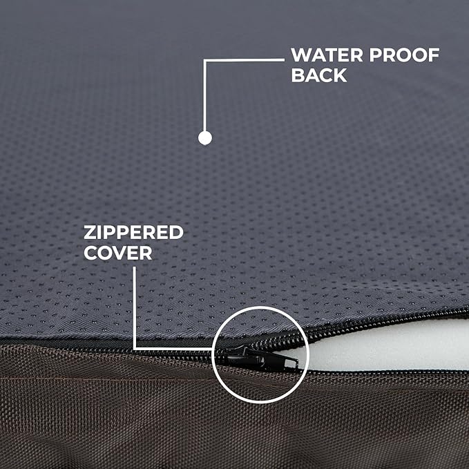 Best Pet Supplies Cute Dog Crate Mat Flat Bed with Waterproof Exterior, Thick Orthopedic Egg Foam Mattress, and Soft Sherpa Fleece Cover for Small, Medium, and Large Breeds - Brown, 30X20X3