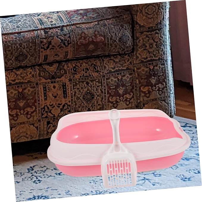 1 Set Cat Litter Box Portable Litter Box Plastic Bins Portable Potty Cat Litter Tray with Scoop Kitten Litter Box -Splash Litter Box Kitten Litter Box Low Entry Open Litter Box