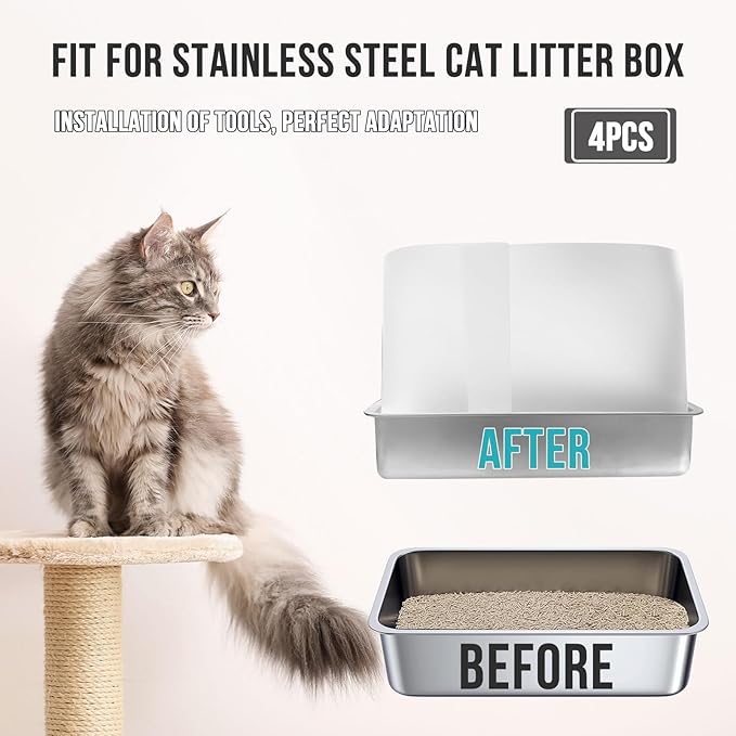 4 Pcs Cat Litter Box Pee Shields, Easy Clean Anti-Splashing Flexible High Side Litter Pan Cat Pee Shields- Litter Box Not Included