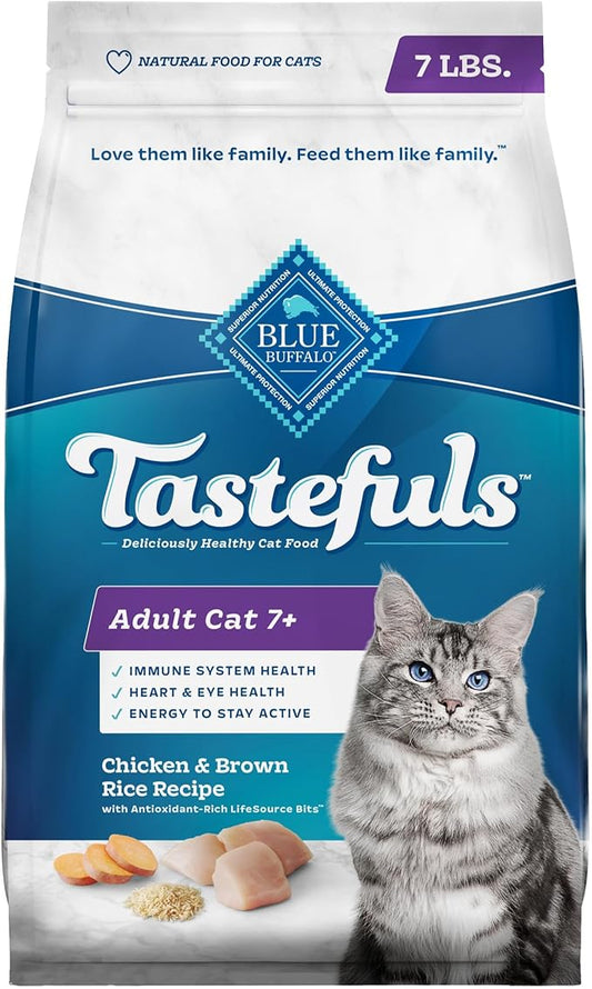 Blue Buffalo Tastefuls Adult 7+ Natural Dry Cat Food, Chicken 7lb bag
