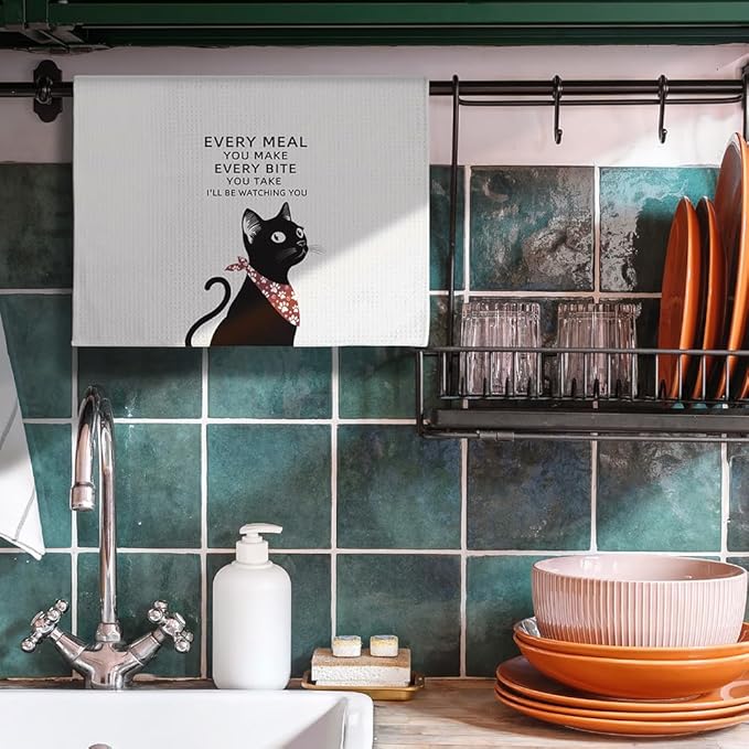 Fun Kitchen Towels-Remember to Wipe,Cat Bathroom Towels,Decorative Kitchen Towel,DishTowels for Kitchen Decorative,Cat Hand Towel -Suitable for Use and Decoration in Your Kitchen, Bathroom and Toilet