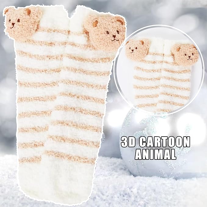Benefeet Sox Funny Animal Fuzzy Socks for Women Girls - Cute Fluffy Slippers, Cozy Warm Winter Plush Sleeping Socks