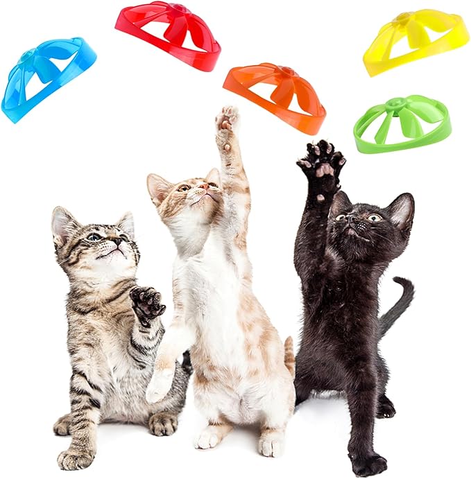 FOIMAS 17pcs Cat Fetch Toy,Cat Palying Tracking Interactive Toys with Flying Propellers for Cat Kitten Indoor and Outdoor Chasing Training Hunting Chasing Supply