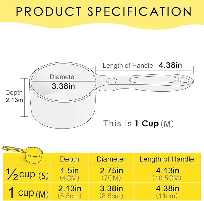 SUPERDESIGN 1 Cup Dog Food Scoop for Container Melamine Measuring Scoop for Dogs Cats Birds and Rabbits Pet Food Feeding Scoop Dishwasher Safe - Yellow