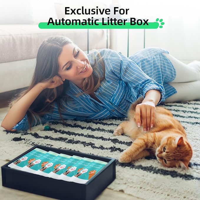 60 Count Waste Drawer Liners Bags Compatible with Litter Box Robot 4 and 3, Thick Self-cleaning Cat Litter Box Liners refill with Drawstring Heavy Duty 10-12 Gallons of Capacity