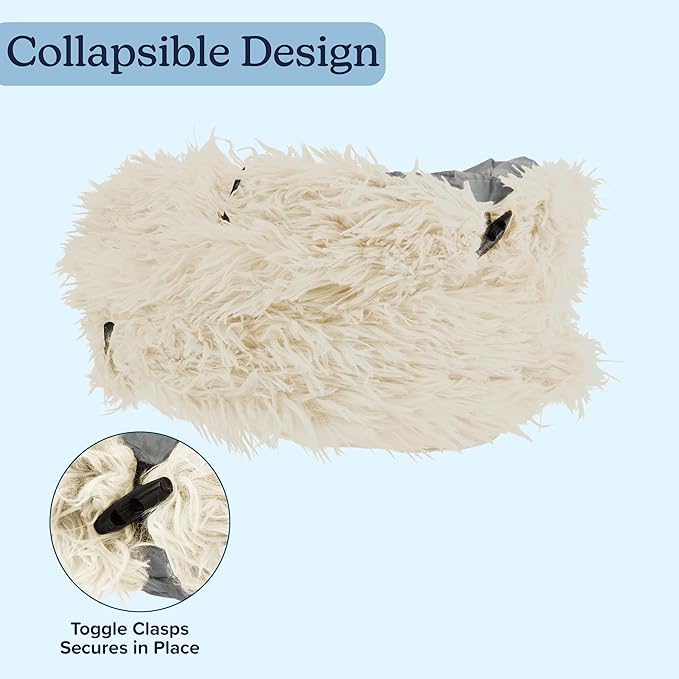 Cat Tunnel with Cat Bed for Indoor Cats - 3FT Multifunctional Cat Tunnel Bed with Cat Toys - Soft, Plush Peekaboo Cat Cave for Kittens, Cats, Ferrets, and Rabbits - Cat Products by PETMAKER (Cream)