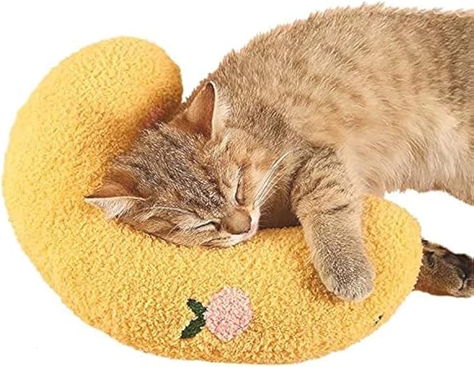 Les Arbres Fair Little Pillow for Cats, Ultra Soft Fluffy Pet Calming Toy Half Donut Cuddler for Joint Relief Sleeping Improve Machine Washable