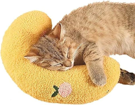 Les Arbres Fair Little Pillow for Cats, Ultra Soft Fluffy Pet Calming Toy Half Donut Cuddler for Joint Relief Sleeping Improve Machine Washable