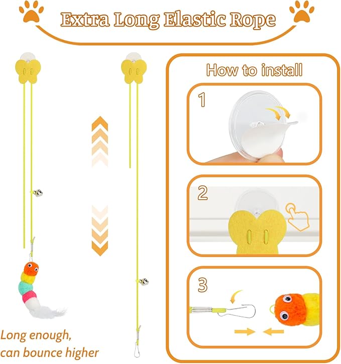 Interactive Cat Toys Cat Teaser Wand Set and Hanging Cat Door Toys with 8pcs Cat Feather Replacement Toys Mice, Cat Toys Kitten Toys for Indoor