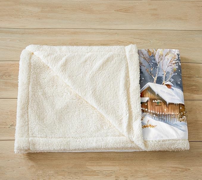 Elk Printed Sherpa Blanket Wild Animal Pattern Fleece Throw Blanket for Sofa Couch Christmas Theme Plush Blanket Winter Nature Tree Deer Room Decor Baby 30"x40"