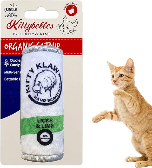 Huxley & Kent Plush Cat Toy | Kitty Klaw Licks & Lime | Nappy Hour Strong Catnip Filled Cat Toy | Plush Interactive Kitten and Cat Toy with Catnip and Crinkle | Kittybelles