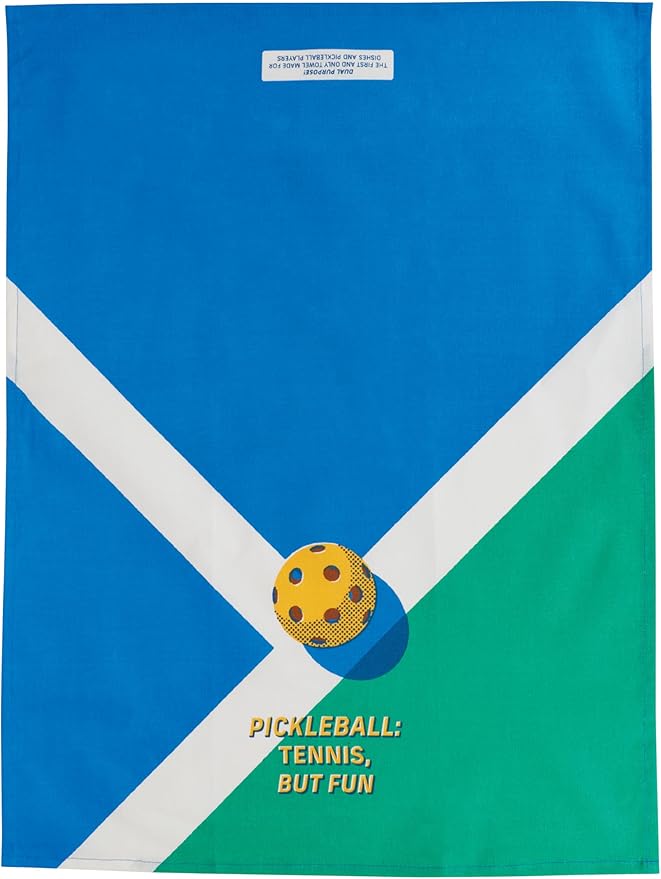 Blue Q Funny Dish Towel ~ Pickleball. Tennis, But Fun. 100% Cotton, Printed, Vibrant Colors, 28" x 21"