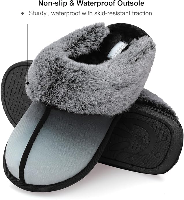 Besroad Winter Fuzzy House Slippers Sandals Plush Faux Fur Fluffy Flats Slippers Warm Slide Shoes for Women