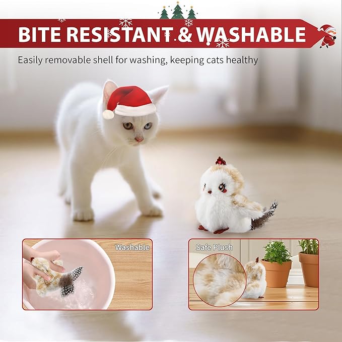 Gigwi Flapping Bird Cat Toys Lifelike Sandpiper Chirp Tweet Interactive Cat Toy, Rechargeable Cat Toy For Bored Indoor Cat, Automatic Cat Toy Best Gift For Birthday, Thanksgiving, Christmas, New Year