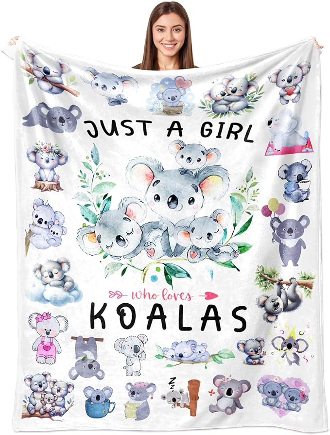 Koala Blanket Gifts for Koalas Lover Animal Koala Stuffed Soft Flannel Koalas Bear Throw Blanket Decor Bedding 50"x40"