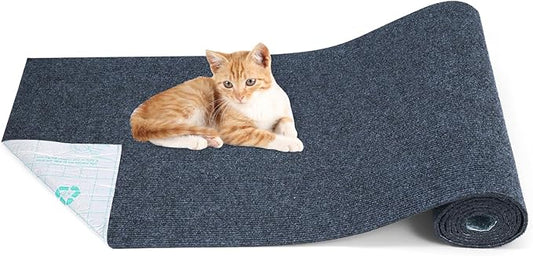 ORIA Cat Scratching Mat, Cat Scratch Furniture Protector, Trimmable Self-Adhesive Climbing Cat Scratcher Mat, Replacement Carpet Pad for Cat Tree Post Shelves Wall, 2 Meters, Grey