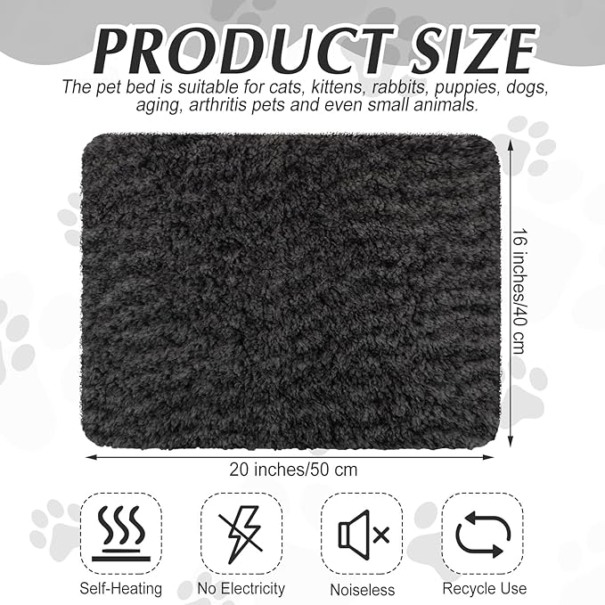 4 Pack Self Warming Cat Pads Self Heating Cat Mat Thermal Pads for Small Dogs Washable Pet Kennel Pad Crate Bed Mat with Removable Covers for Indoor Outdoor Pet(Black,16 x 20 Inch)