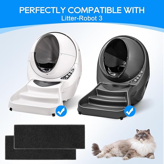 Carbon Filters for Litter-Robot 3, Activated Carbon Litter Box Filter for Litter-Robot 3 Self Cleaning Cat Litter Box Filters, Accessories Replacement, 6 Pack