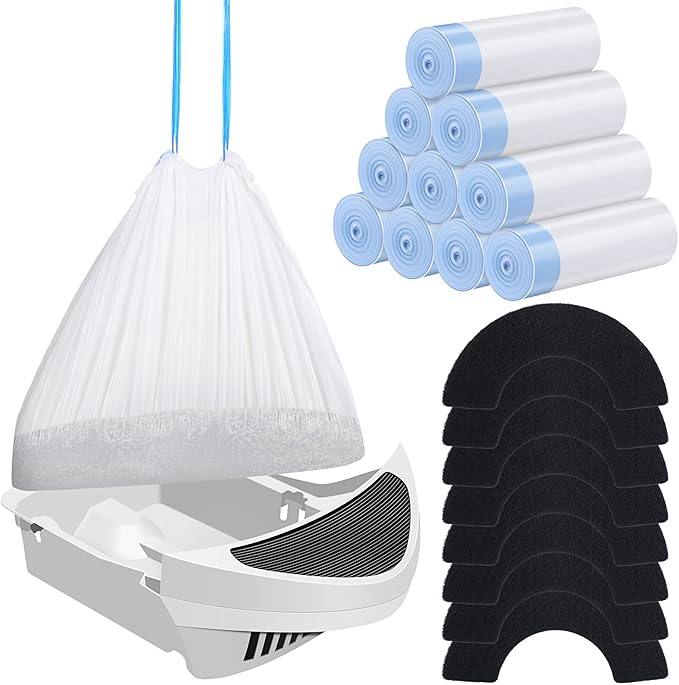 208 Pcs Cat Litter Bags Compatible with Litter-Robot 3/4 Waste Bags Cat Litter Box Liners Self Cleaning Cat Litter Box Bags Liners Trash Bags Replacement Carbon Filters Accessories