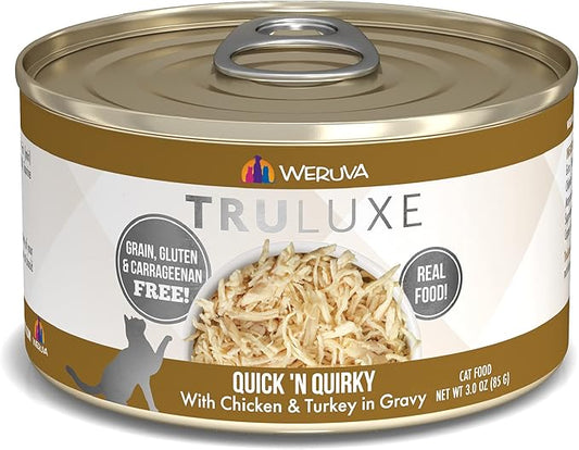 Weruva Truluxe Cat Food, Quick 'N Quirky with Chicken & Turkey in Gravy, 3Oz Can (Pack of 24)
