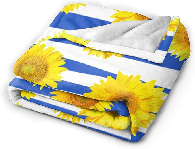 Fuzzy Throw Blanket 350 GSM Fleece Ultra-Soft Microfiber Blanket for Adults Kids Gift Couch, Sofa, Bed Sunflower 50"x40"