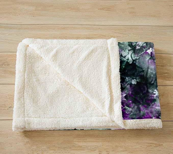 Tie Dye Sherpa Blanket Paisley Fleece Throw Blanket Boho Psychedelic Swirl Plush Blanket for Sofa Couch Bed Room Decor Bohemian Gypsy Chic Hippie Mandala White Purple Fuzzy Blanket King 87x95 Inch