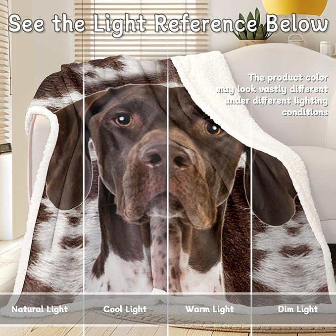 BlessLiving Dog Sherpa Blanket Soft Plush German Shorthair Sherpa Fleece Throw Blanket Pet and Dog Lovers Home Throw Blankets (Twin, 60 x 80 Inches)