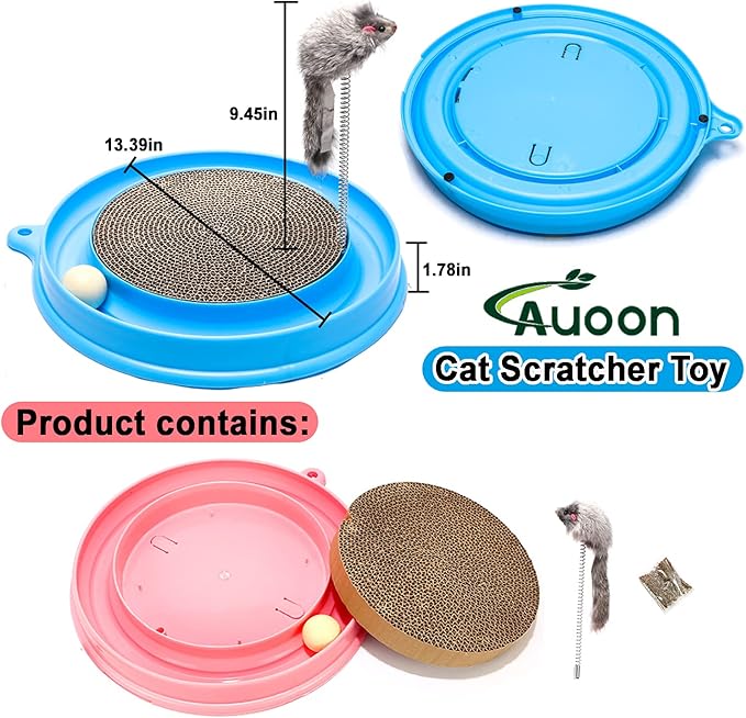 AUOON Cat Scratcher Toy, Cat Toy, Scratch pad,Scratching Toy,Post Pad Interactive Training Exercise Mouse Play Toy with Ball for Cat Kitty Puppy