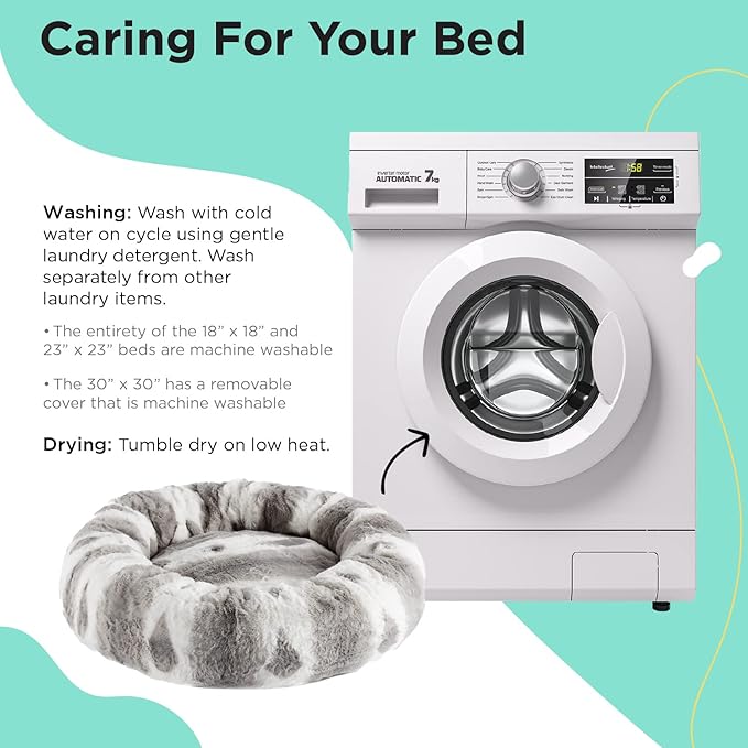 Best Friends by Sheri Patterned Lux Faux Fur Calming Donut Dog Bed, Gray, Extra Small, 18" x 18"