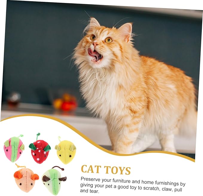 PRETYZOOM 5pcs Mouse Cat Toy Chew Toy Cat Mouse Toy Toys for Kittens Cat Mice Toys Toys Pet Toys Kitten Toys Fruit Toys Cartoon Fruit Mice Toys Cat Toys Bite Pet Supplies Plush