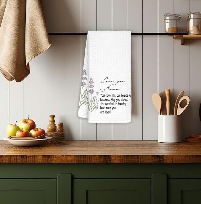 Nana Gifts Kitchen Towels Decorative, for Nana Grandma from Grandkids Dish Towels, Best Grandma Birthday Gifts Hand Towels Drying Cloth for Kitchen Bathroom Decor, 16x24 Inch