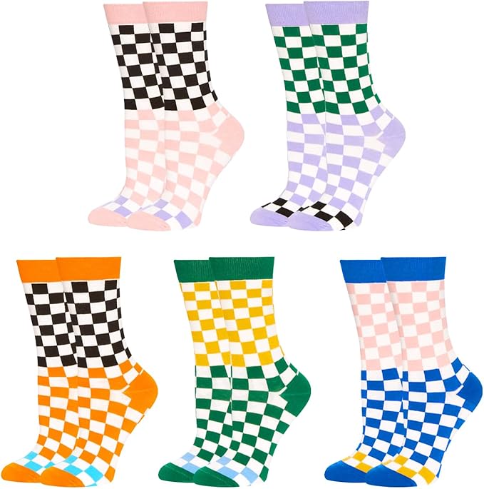 Benefeet Sox Cute Crew Socks for Women Girls Novelty Funny Patterned Socks Colorful Kawaii Cotton Casual Calf Sock 5 Pairs