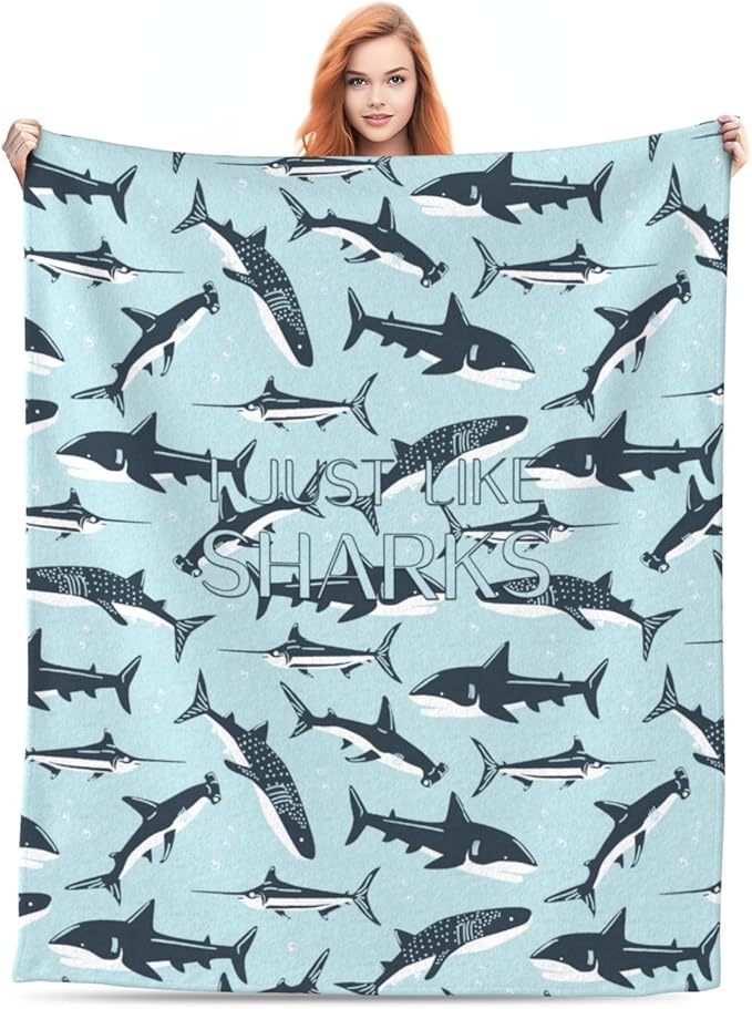Cozy Shark Blanket Kids, Ocean Animal Printed Blankets for Boys Girls, Throw Blanket for Kid, for Shark Lovers, Shark Themed Gifts