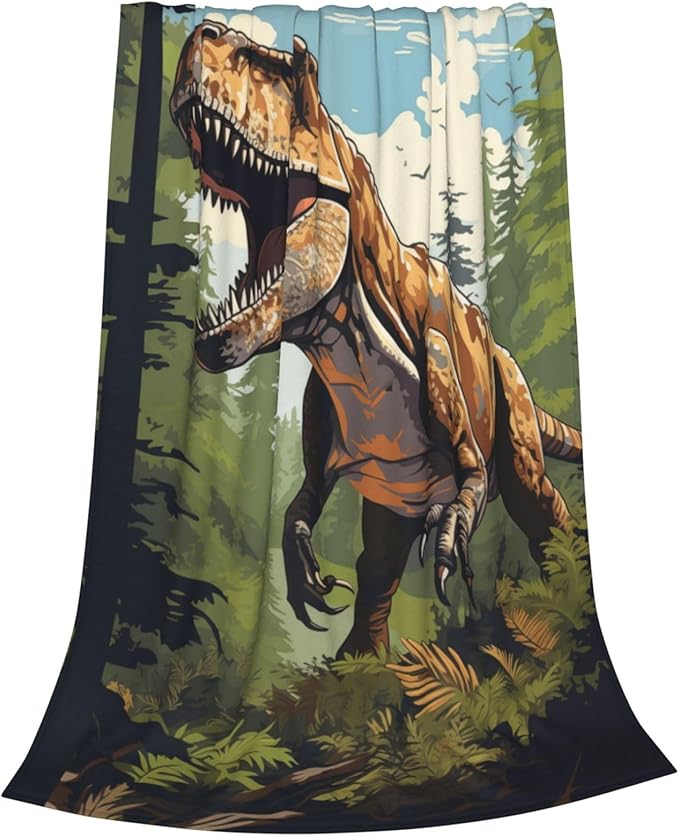 Dinosaur Blanket Gifts for Boys Kids Jurasssic Tyrannosaurus Dino Flannel Throw Blankets for Home Couch Bed Sofa Soft Fuzzy Lightweight Decor All Season 60x50 Inches