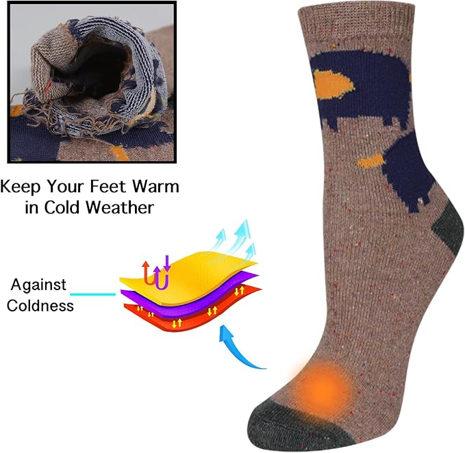 Benefeet Sox Cute Wool Socks for Women Girls - Fun Animal Cat Winter Warm Boot Casual Crew Thermal Hiking Socks
