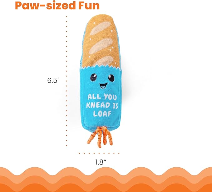 Catstages Loaf Kicker Catnip Toy and Dental Toy for Cats Bread Themed Funny Catnip Stuffed Kicker Toy, Tan