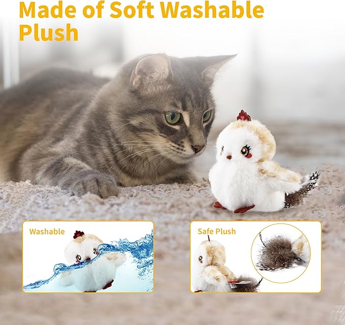 Gigwi Interactive Cat Toys for Indoor Cats, Flapping and Chirping Catnip Toys for Cat Exercise, Automatic Cat Toy with Beating Wings & Real Feather Tail, Rechargeable Cat Kicker Toy Princess