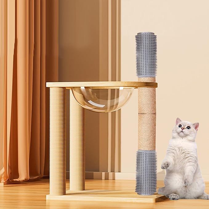 2 PCS Cat Scratching Post with Self Groomer Cat Brush, Jute Twine Vertical Scratcher Posts for Indoor Cats and Kittens, 11.8 Inches Cat Scratch Pole Cat Claw Scratcher Covered with Jute Twine