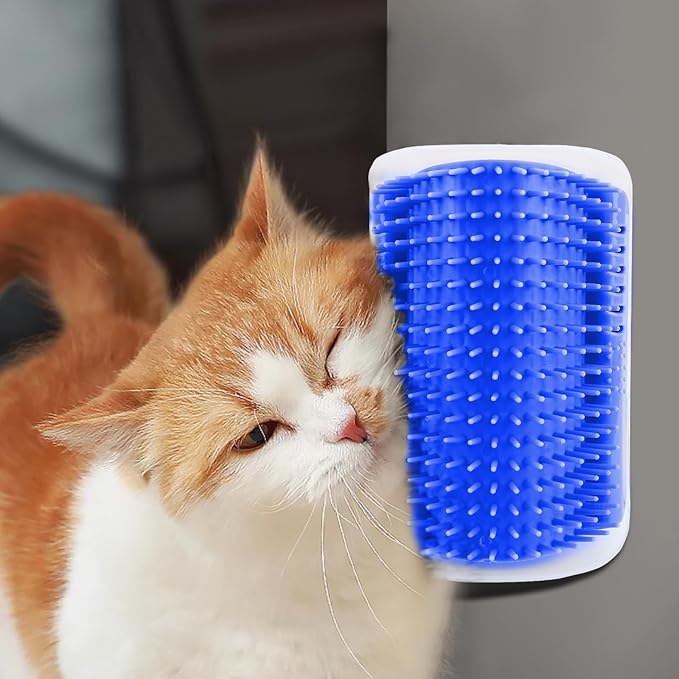 2Packs Cat Self Groomer, Cat Wall Corner Scratcher with Catnip, Soft Cat Brushes, Self Grooming Cats Brush Wall Corner Massager Combs for Long Short Fur Kitten Indoor Cats (Blue)