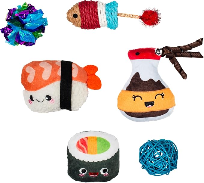 Fringe Studio "True SOYMATES, Set of 6, Multipack Cat Toy Set, Pet Shop Collection (610008)