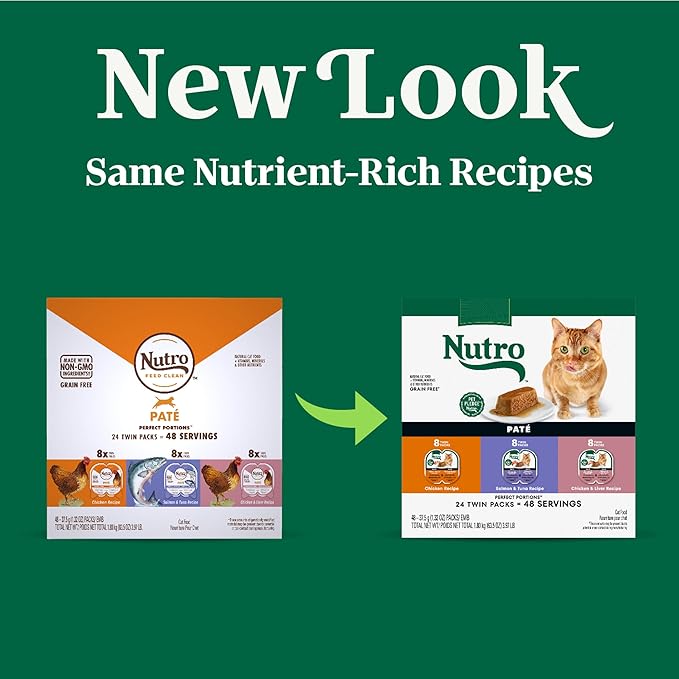 Nutro Wet Cat Food Paté MultiPack: Salmon & Tuna; Chicken & Liver and Chicken; (24) 2.64 oz. Trays