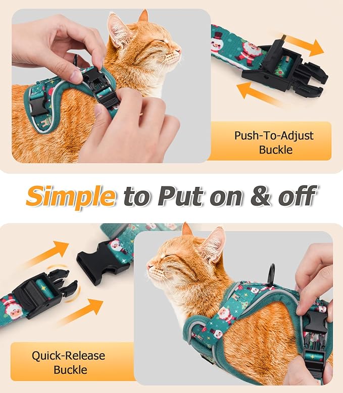 Halypet Cat Harness and Leash Set [MAX Safety 4th-Gen Upgrade] Escape Proof Adjustable Cat Leash Comfortable Soft Vest Easy to Wear Kitten Harness with Reflective Strip for Cats Walking, XS Mint Green