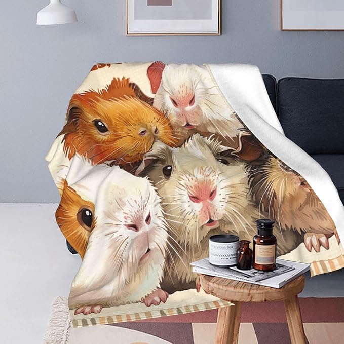 Guinea Pig Decor Throw Blanket - Super Warm Soft Plush Lightweight Fleece Flannel Cute Animals Blanket Gifts for Guinea Lovers Girls Boys Women Men for Winter Couch Bedding 40"X50"