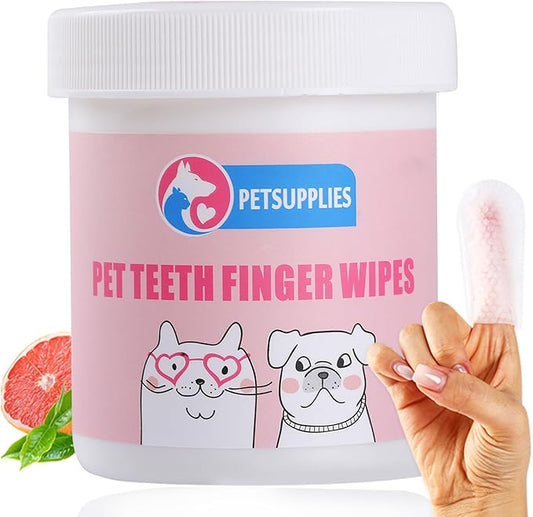 50pcs Dog Teeth cleaning Wipes,Finger Toothbrush for Dogs, Clean Tartar Reduce Plaque, Fresh Breath, Suitable for Dog and Cat Dental Careand Other Pet （50pcs）