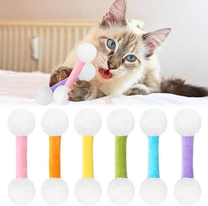 CiyvoLyeen Swabs Catnip Toys Set of 6 Soft Plush Cat Kicker Toys Interactive Kitty Kick Sticks for Cat Lovers Gift Sturdy Cat Teething Chew Toy for Cat