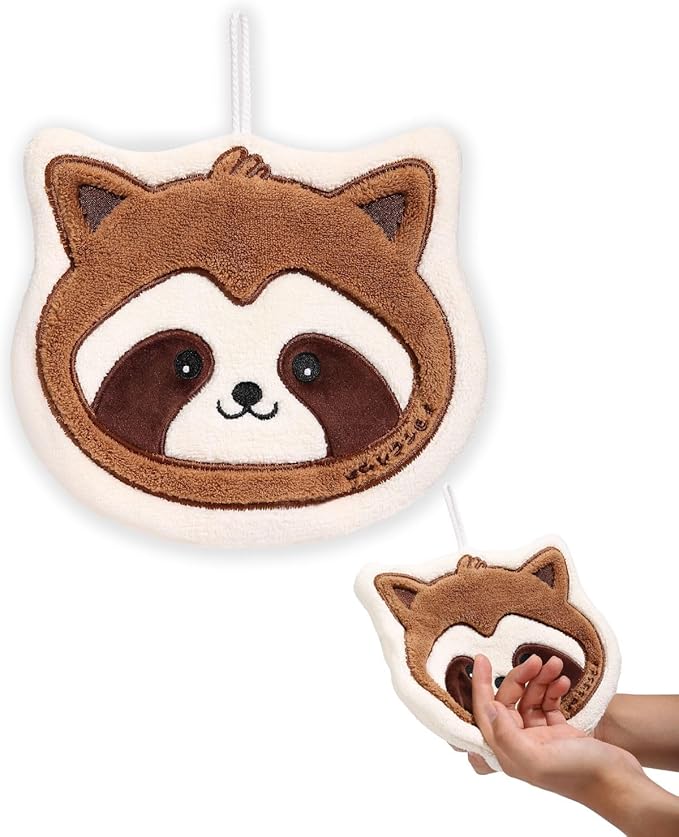 Bathroom Hand Towels Set: Gifts for Her Cat Lovers Cute Cat Raccoon Pattern Kitchen Towels Dry Your Hands - Women Mom Wife Sister Friend Coworker Birthday Gifts (1, Raccoon)
