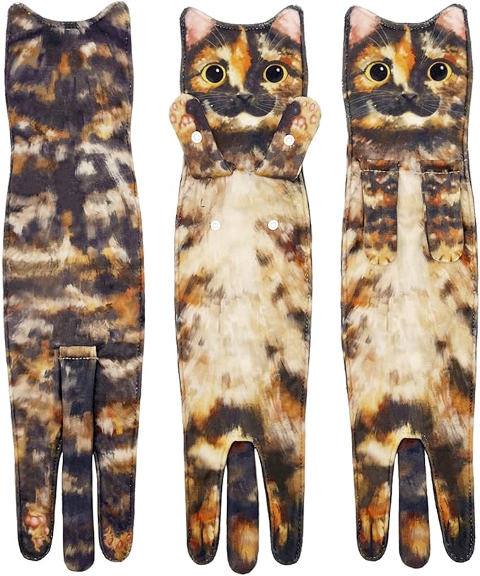 Hand Towels for Bathroom Kitchen,Cute Cat Quick-Dry Hanging Hand Towels Decorative for Bathroom Face Towels,Funny Gifts for Cat Lovers (Ginger)