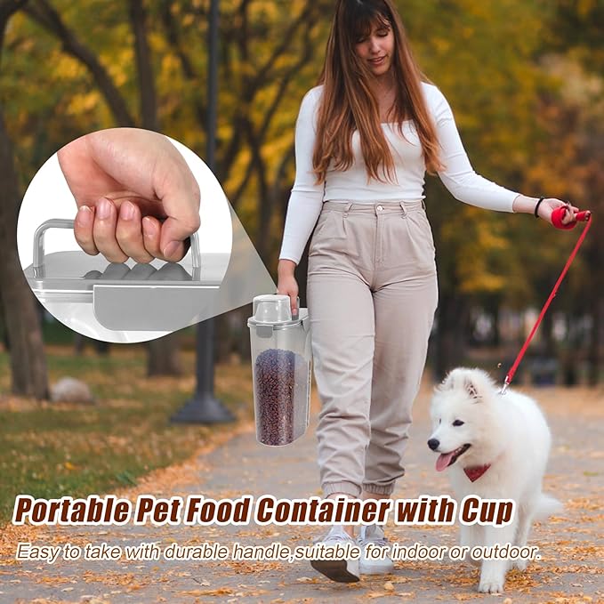 TBMax Pet Food Storage Containers 2 Pack 8-10 Lbs Airtight Dog Food Container Dispenser with Large Spout & Portable Handle, Travel Dog Treat Cat Food Storage Bin Bird Seed Container