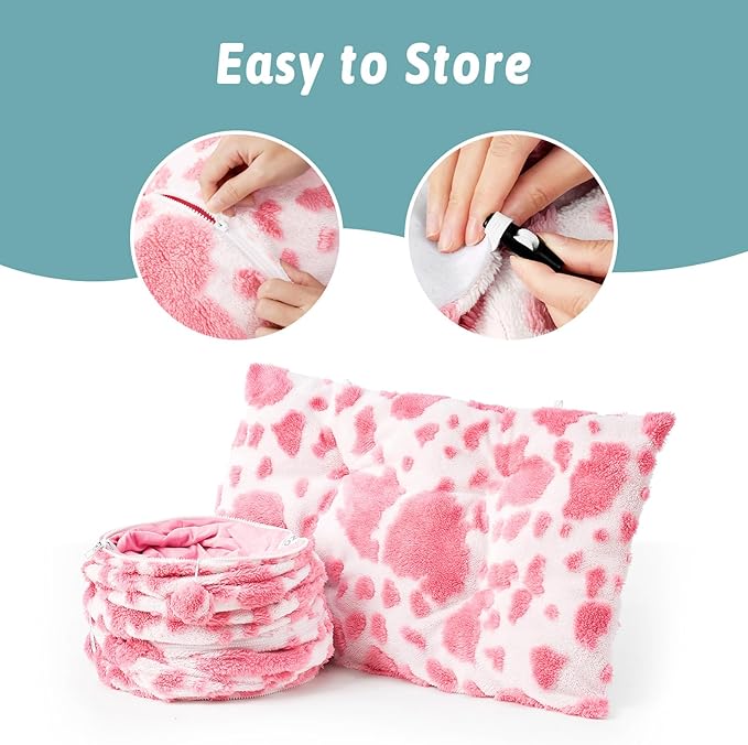 Cat Tunnel Bed for Indoor Cats - Cute Cat Donut Tunnel with Washable Circle Cushion, Round Pet Play Tunnel Toy for Kitten/Puppy/Rabbit,Pink