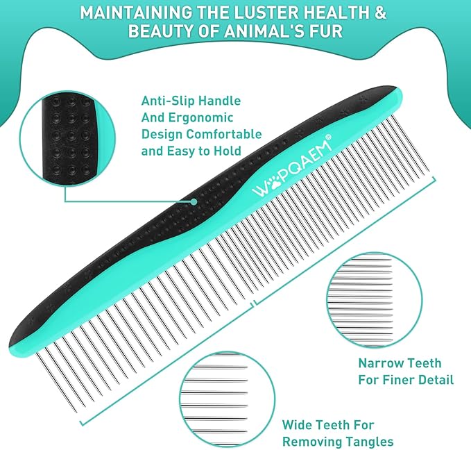 Dogs Self-Cleaning Slicker Brush for Shedding Long & Short Haired Cats, Safe Painless Bristles Removes Loose Undercoat, Tangled For All Size Pet, Grooming Set. Free Pet Comb + Nail Clippers